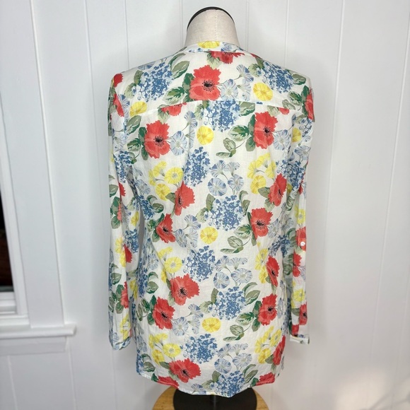 Laura Ashley Cotton Button Down Shirt Lightweight Floral Hydrangeas Spring Sz 12 - Picture 2 of 5